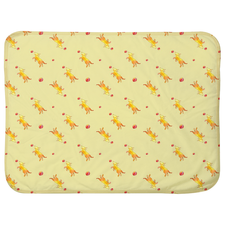 Playful Puppy Pattern Baby Sherpa Blanket (Yellow)