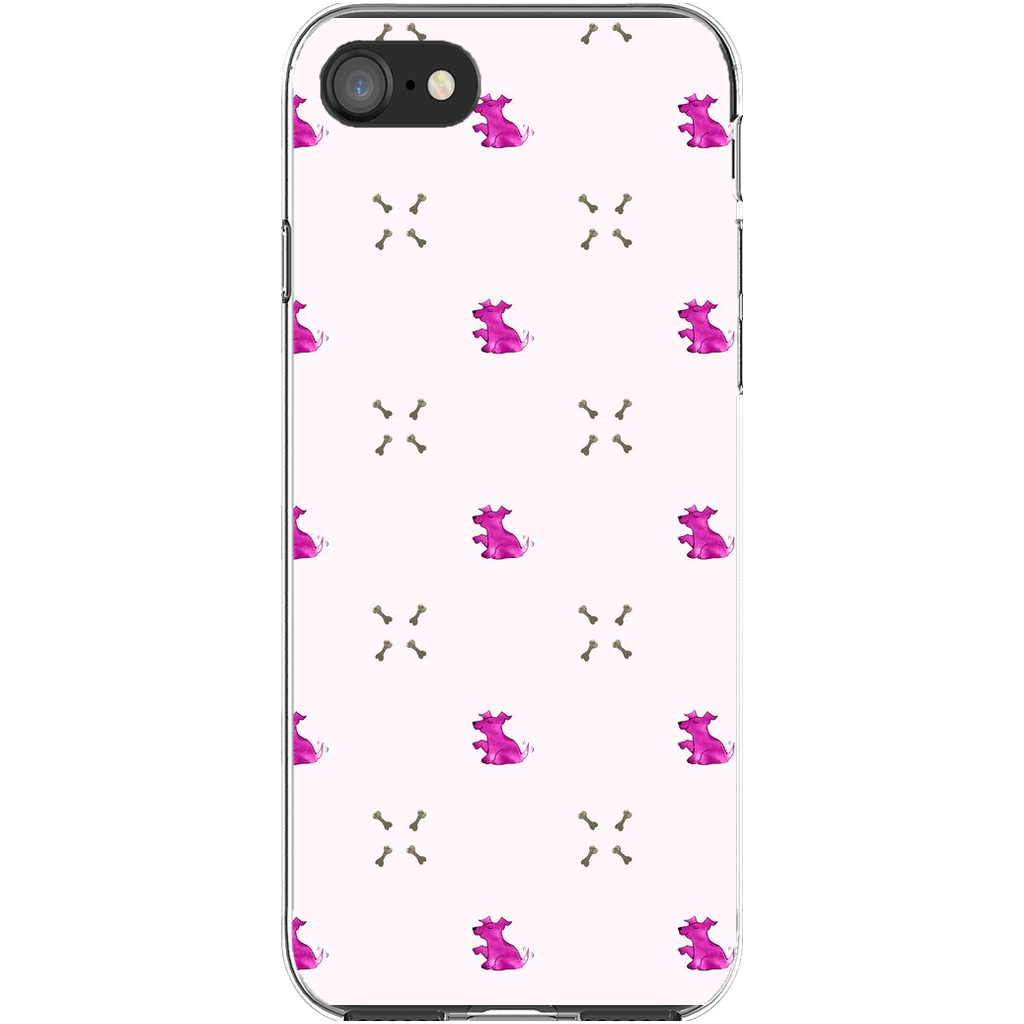 Simple Dog and Bone Pattern I Phone Case (Pink)