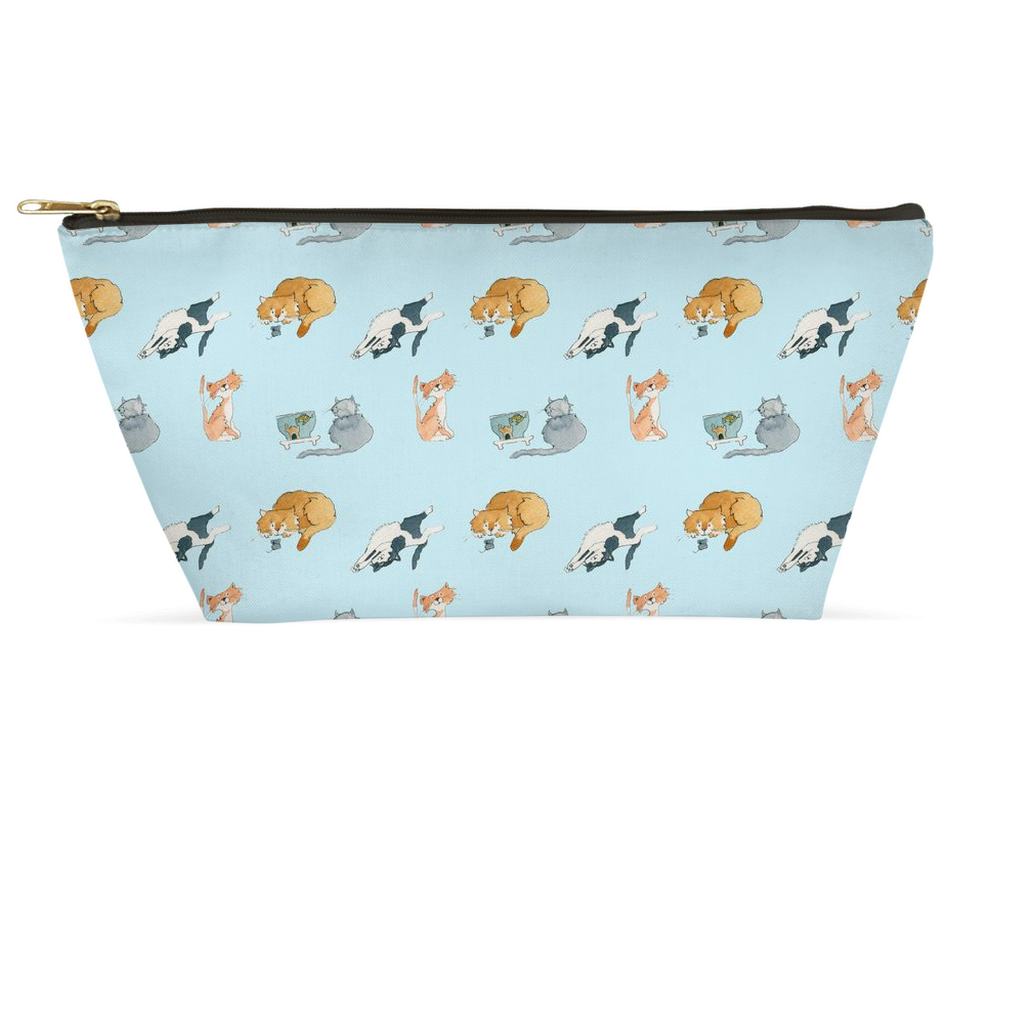 Cats Pattern Accessory Pouch (Blue)
