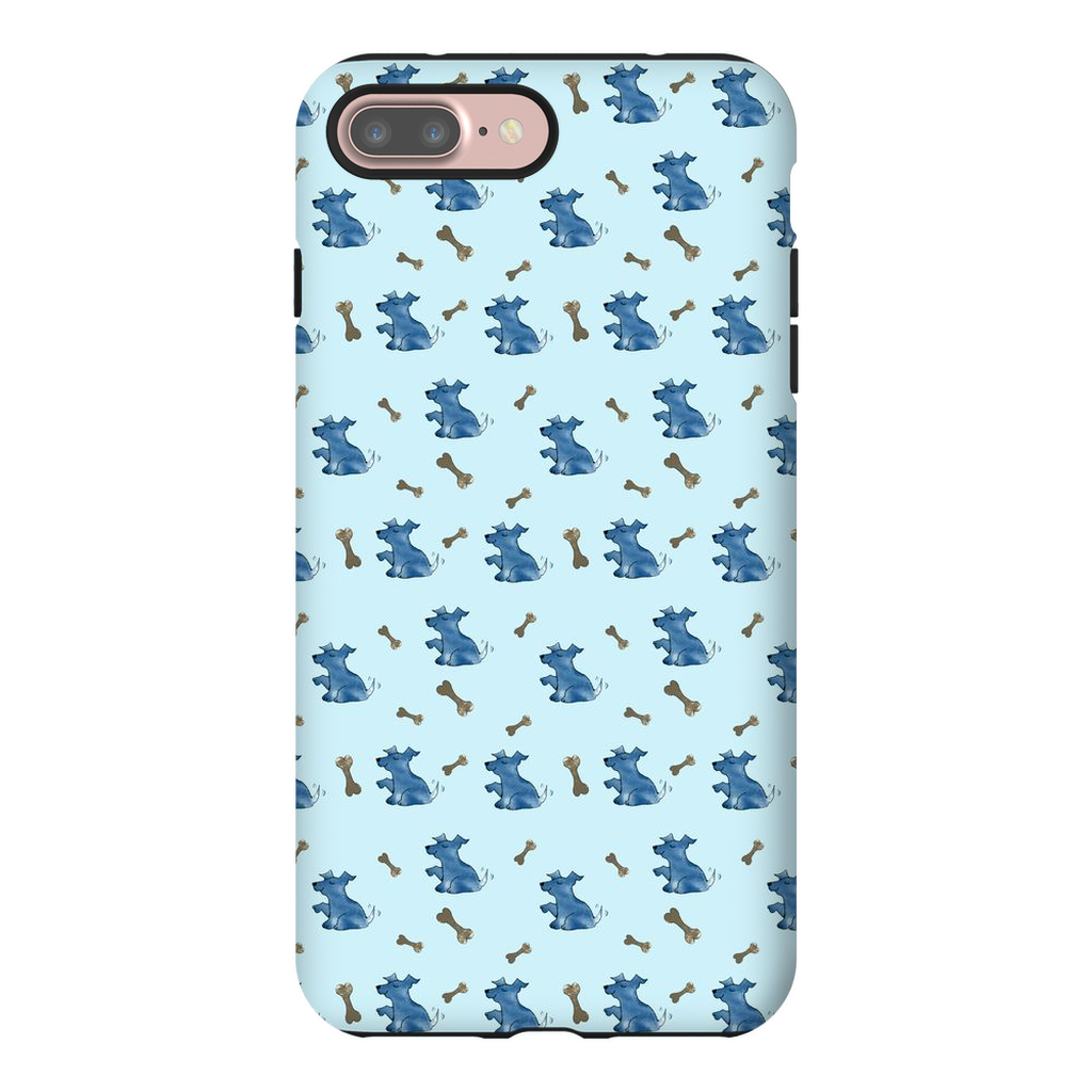 Simple Dog and Bone Pattern I Phone Case (Blue)