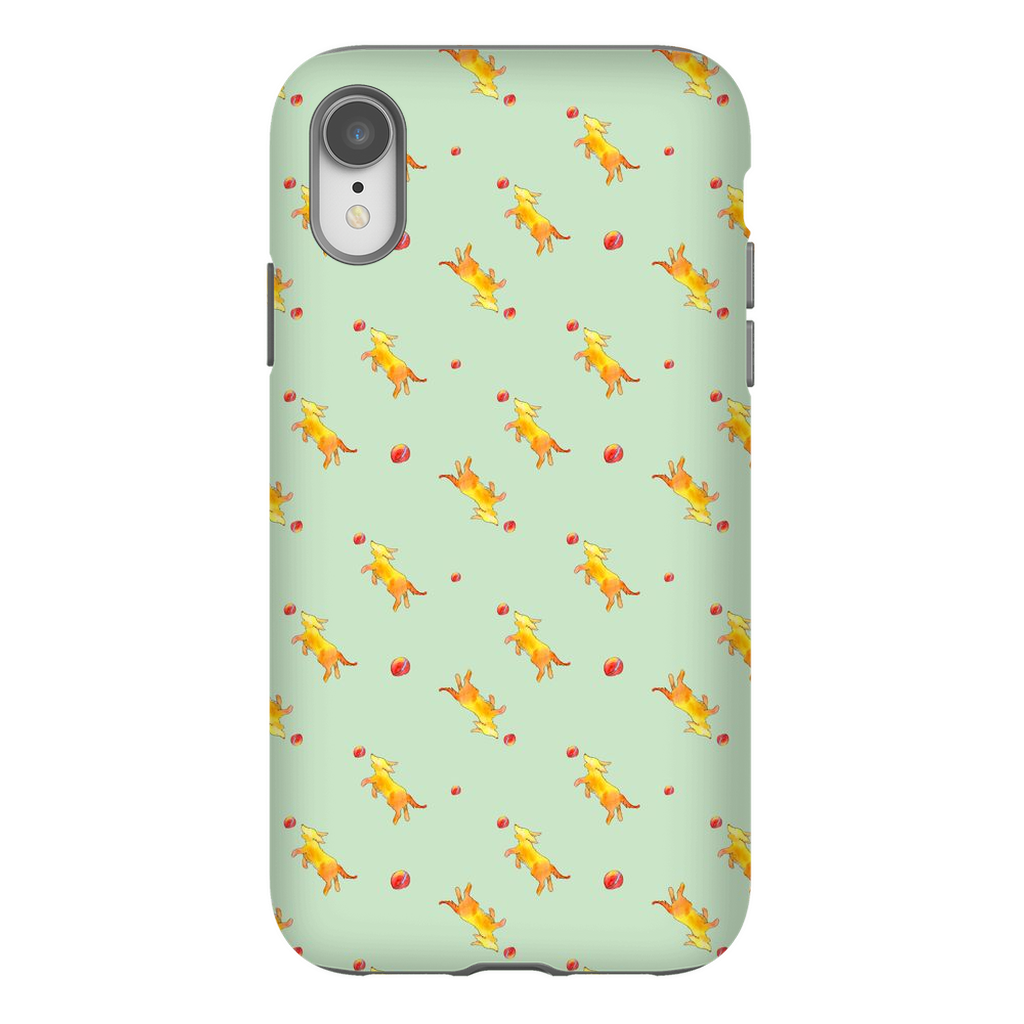 Playful Puppy Pattern iPhone Case (Green)