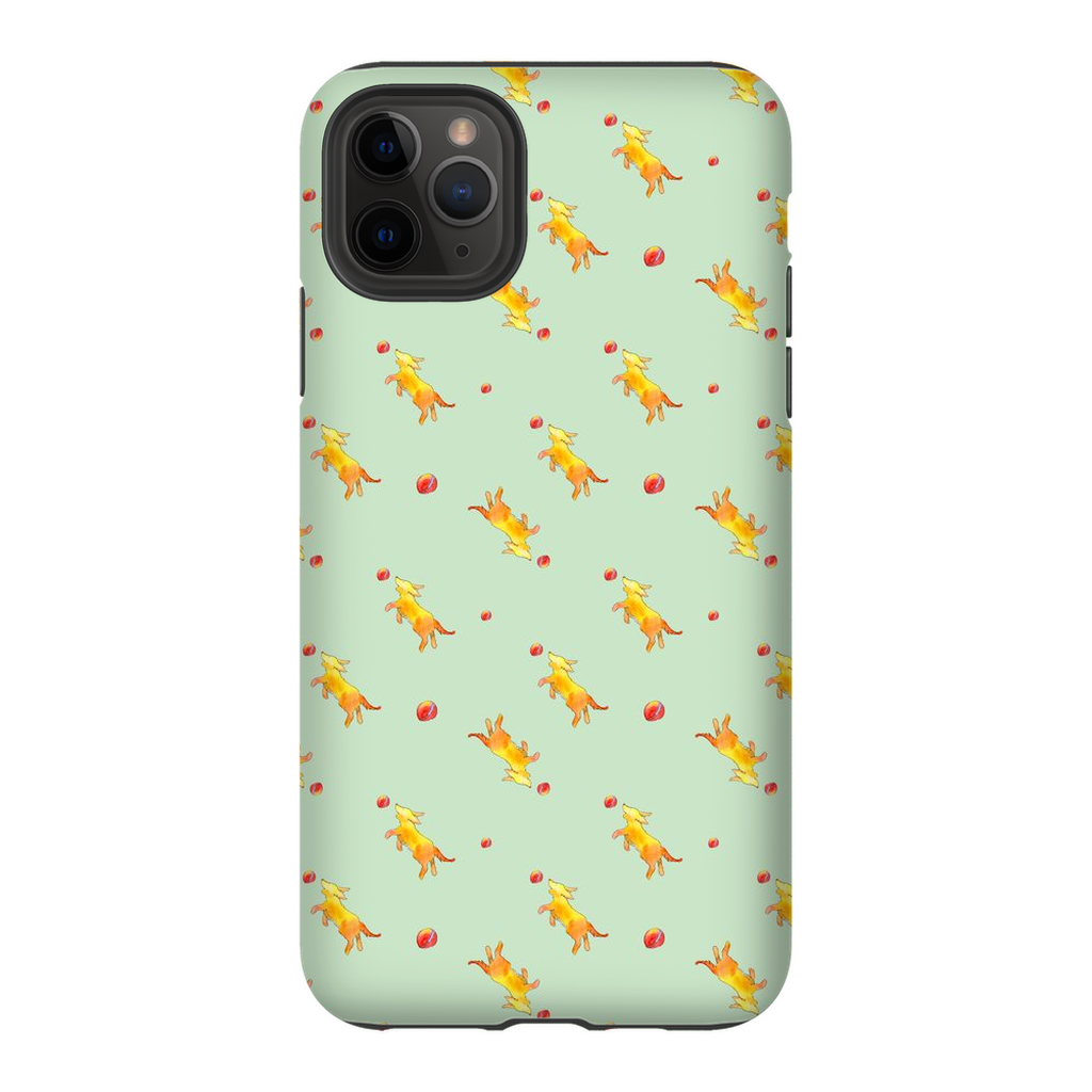 Playful Puppy Pattern iPhone Case (Green)