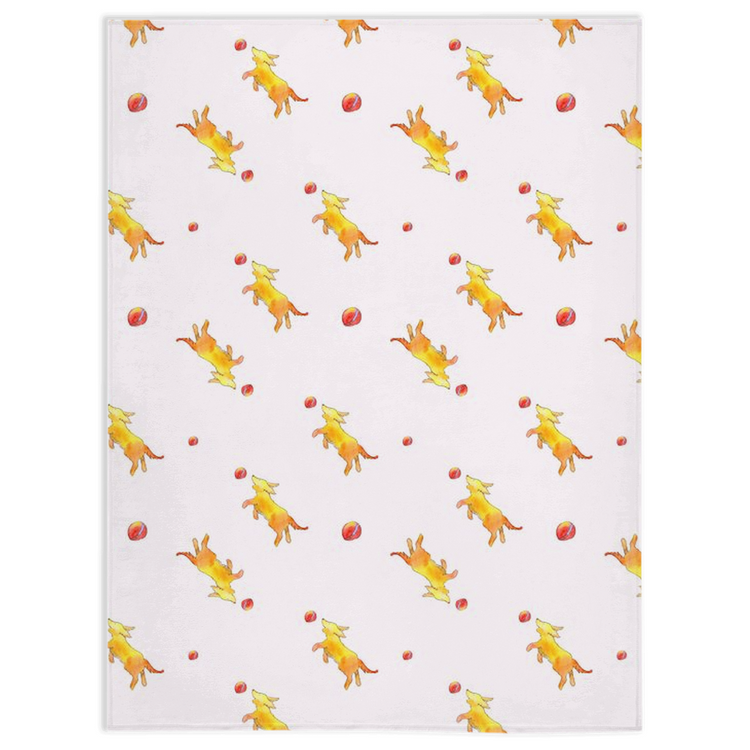 Playful Puppy Pattern Minky Blanket (Pink)