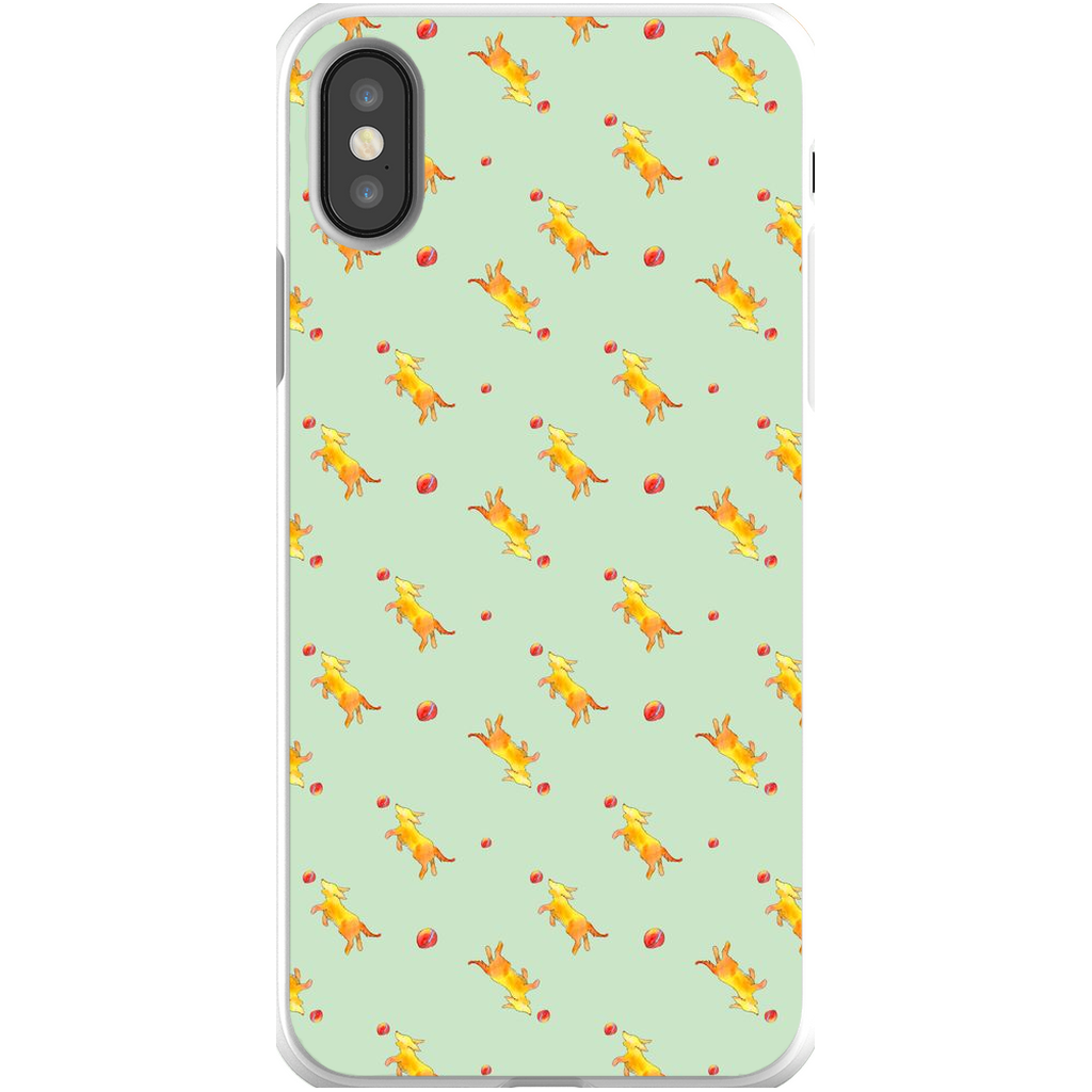 Playful Puppy Pattern iPhone Case (Green)