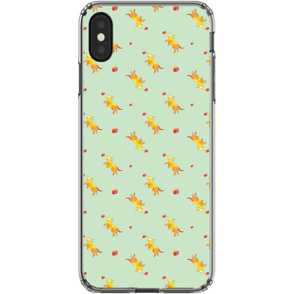 Playful Puppy Pattern iPhone Case (Green)