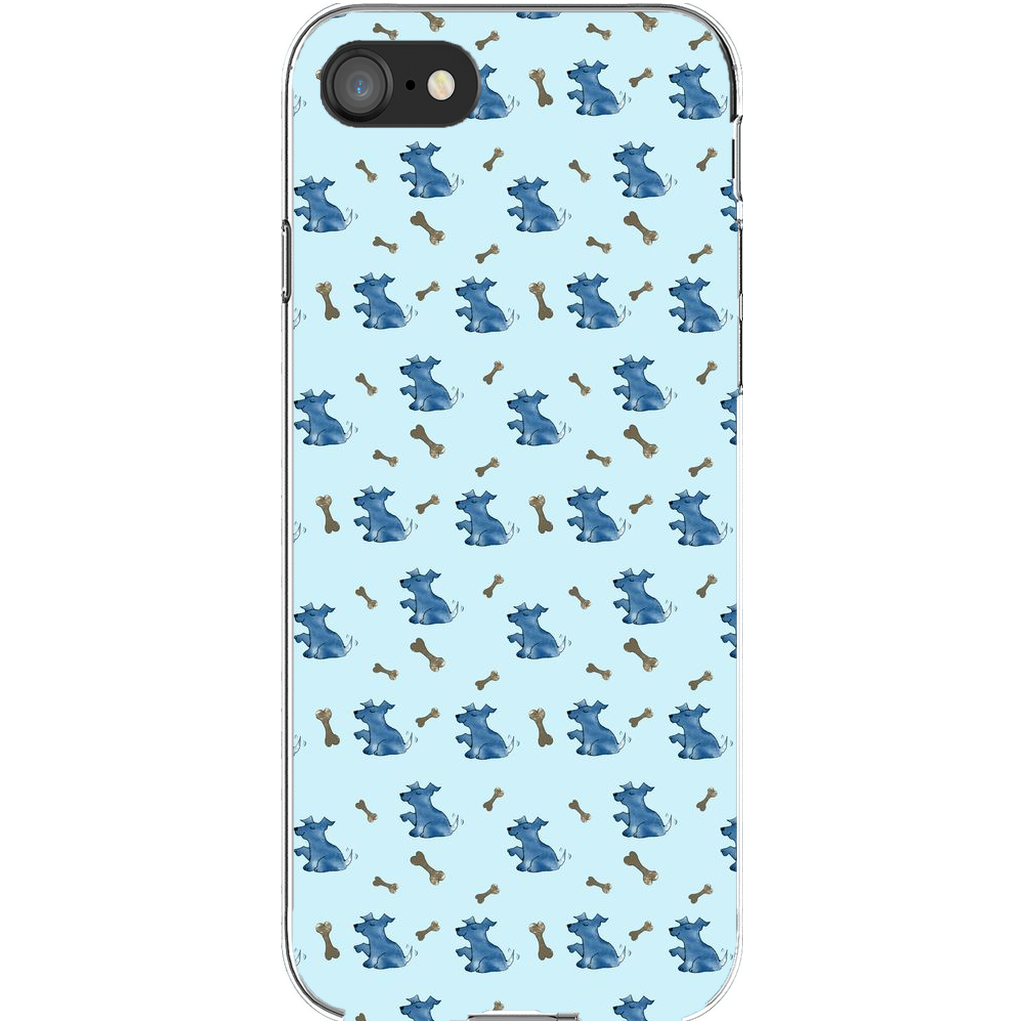 Simple Dog and Bone Pattern I Phone Case (Blue)