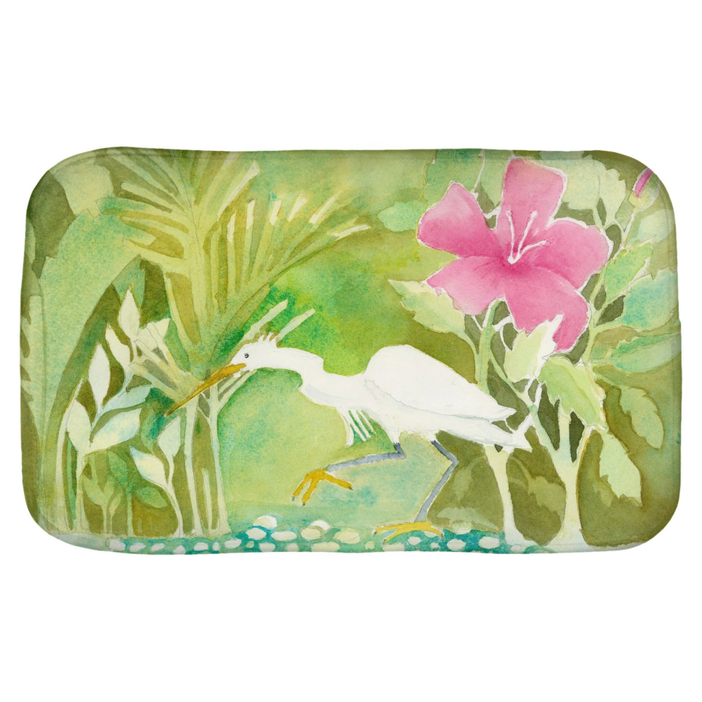 Snowy Egret Hunting Bath Mat