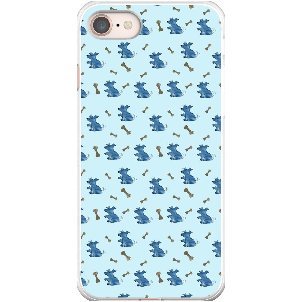 Simple Dog and Bone Pattern I Phone Case (Blue)