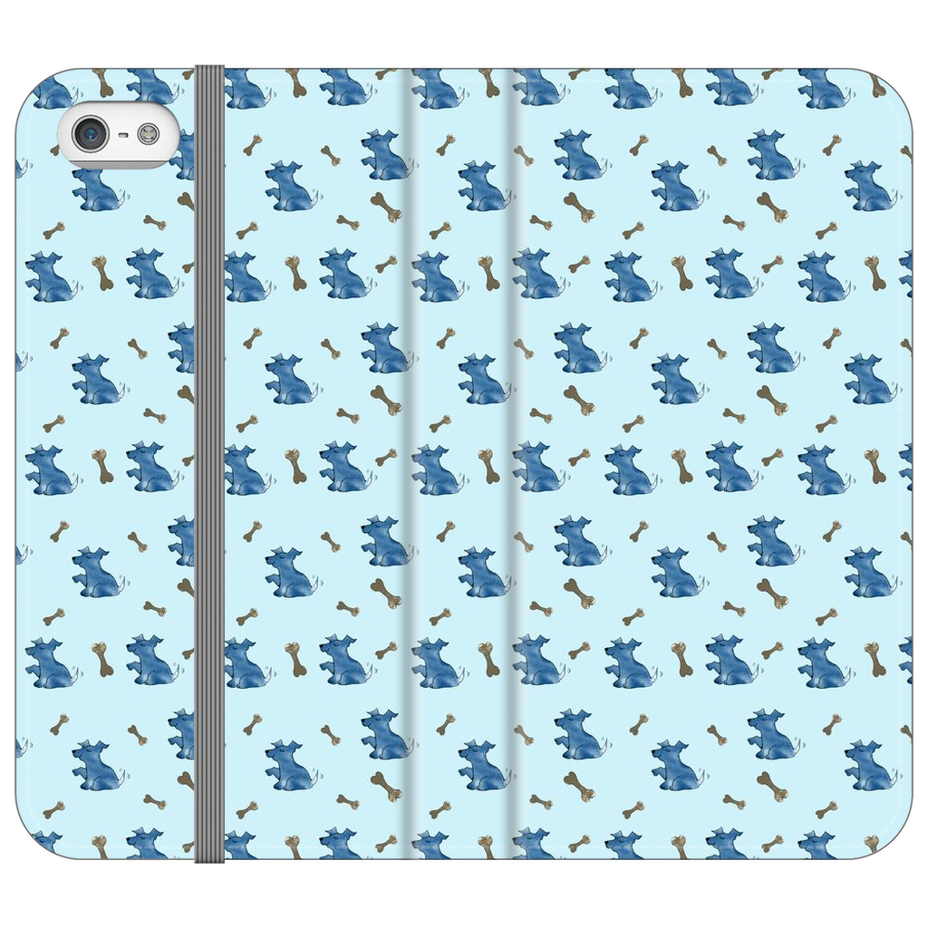Simple Dog and Bone Pattern I Phone Case (Blue)