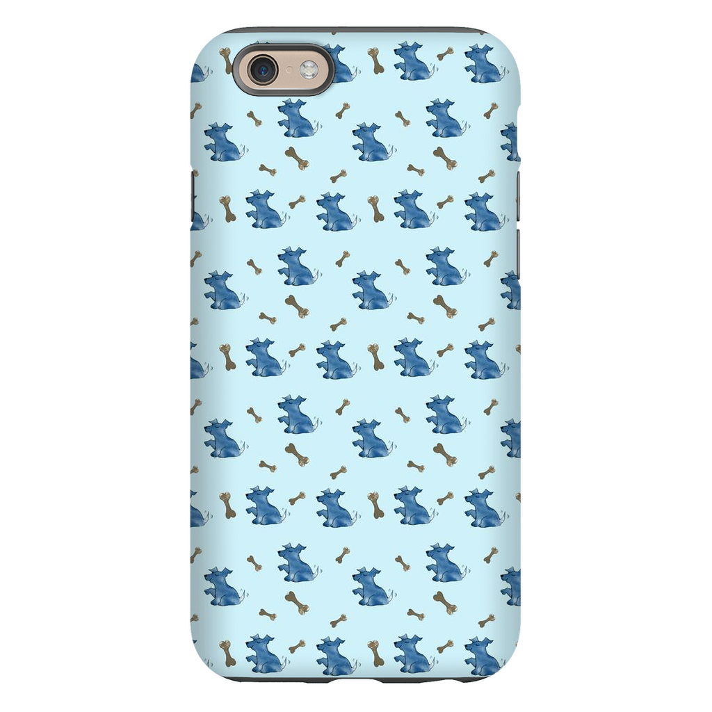 Simple Dog and Bone Pattern I Phone Case (Blue)