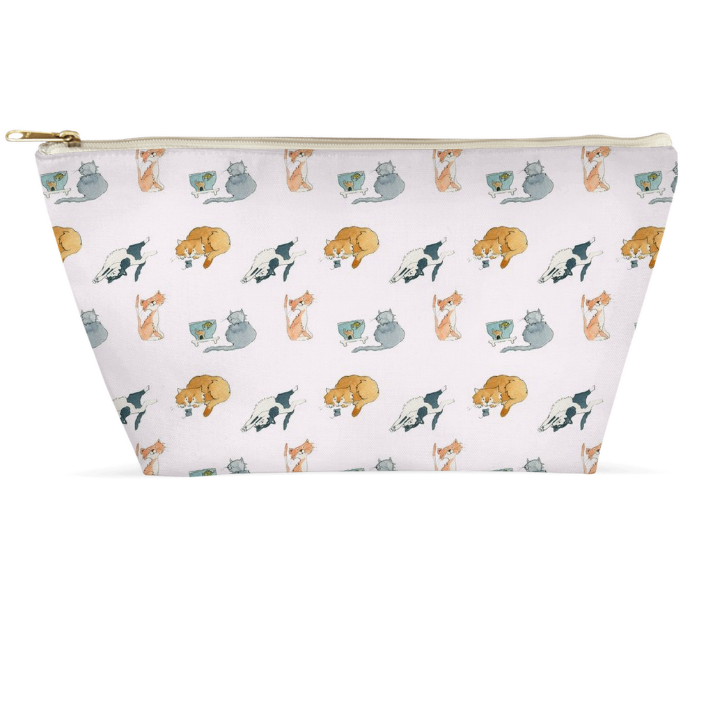 Cats Pattern Accessory Pouch (Pink)