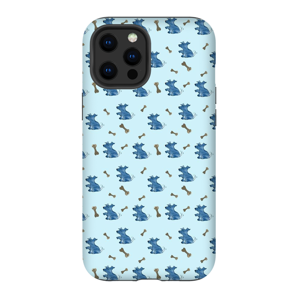 Simple Dog and Bone Pattern I Phone Case (Blue)
