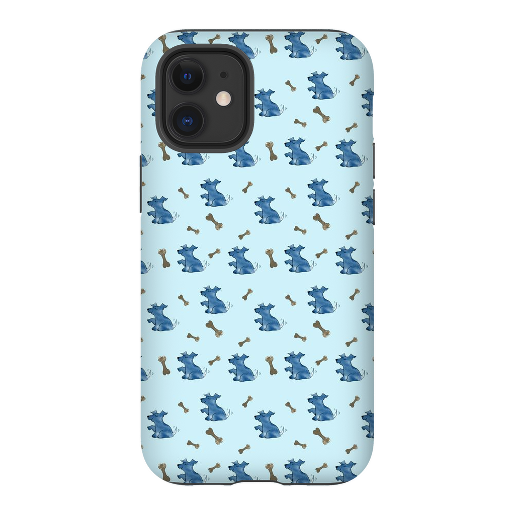 Simple Dog and Bone Pattern I Phone Case (Blue)
