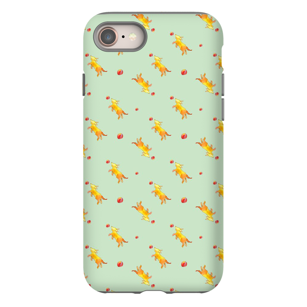 Playful Puppy Pattern iPhone Case (Green)