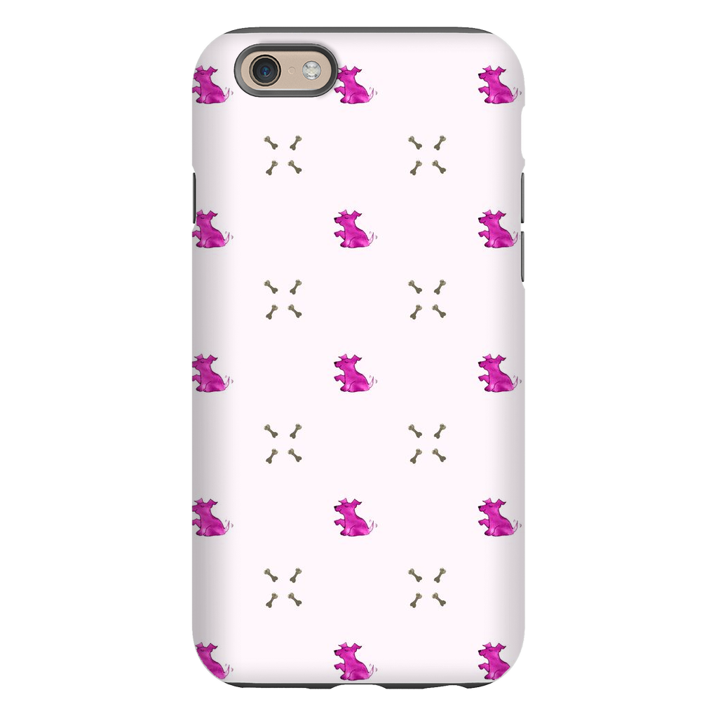 Simple Dog and Bone Pattern I Phone Case (Pink)