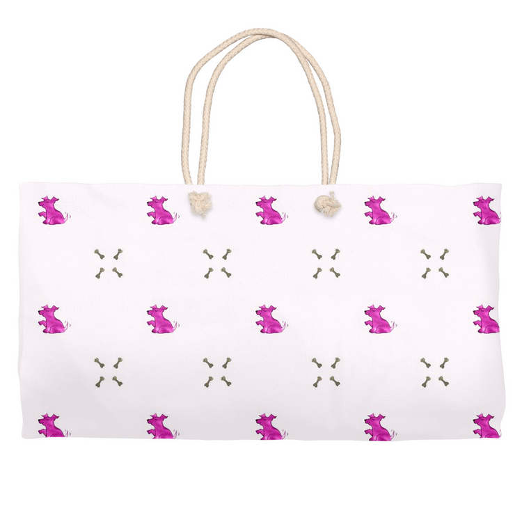 Dog and Diamond Bone Pattern Weekender Tote ( Pink)