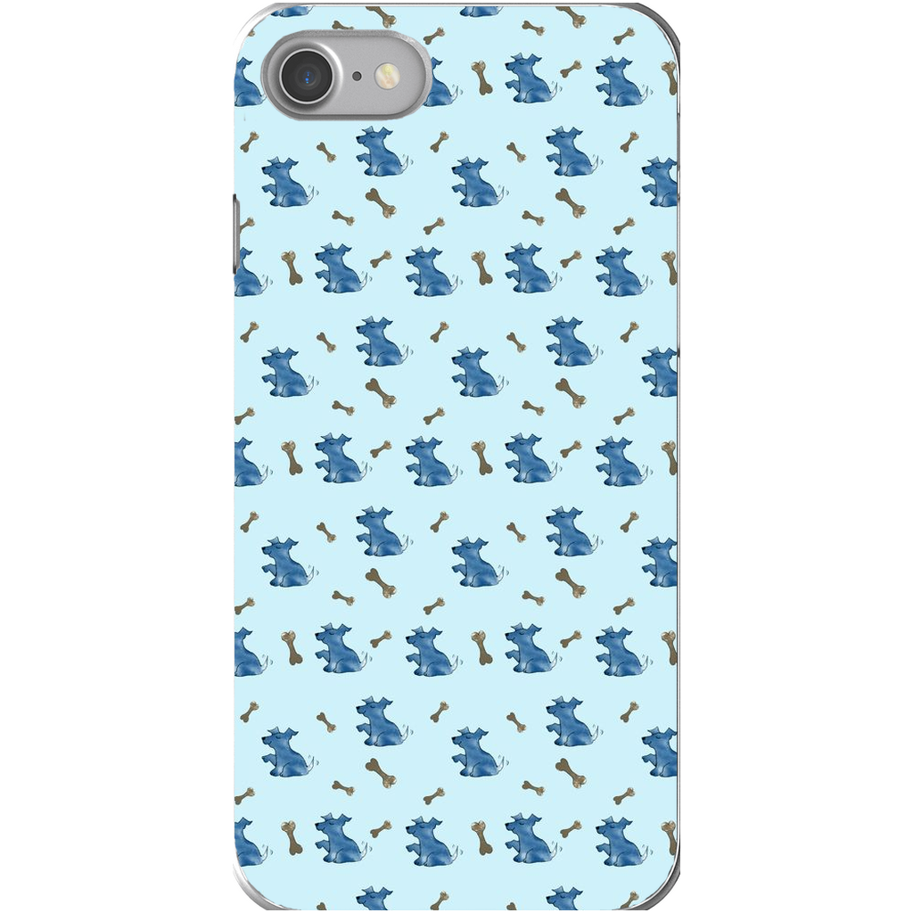 Simple Dog and Bone Pattern I Phone Case (Blue)