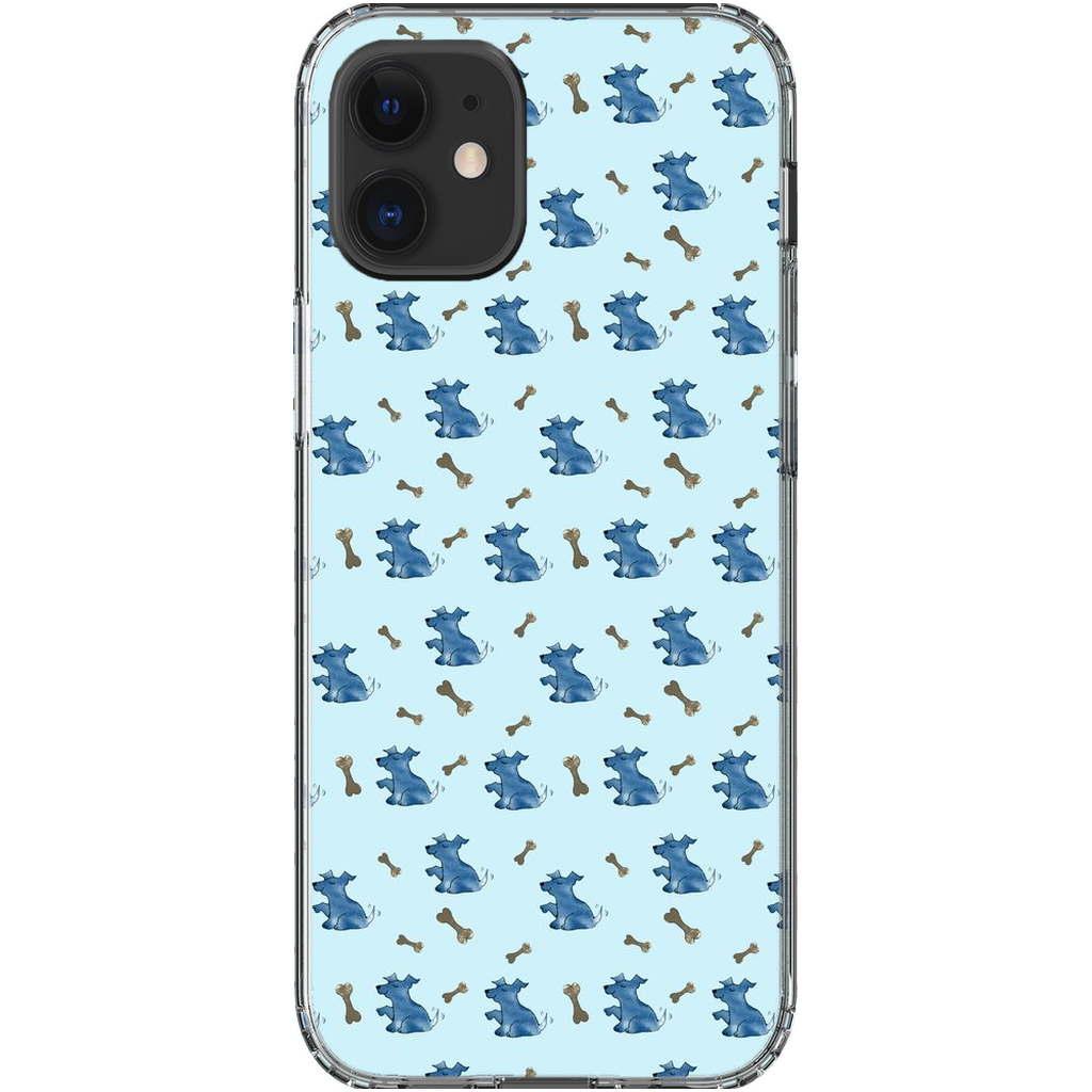 Simple Dog and Bone Pattern I Phone Case Blue