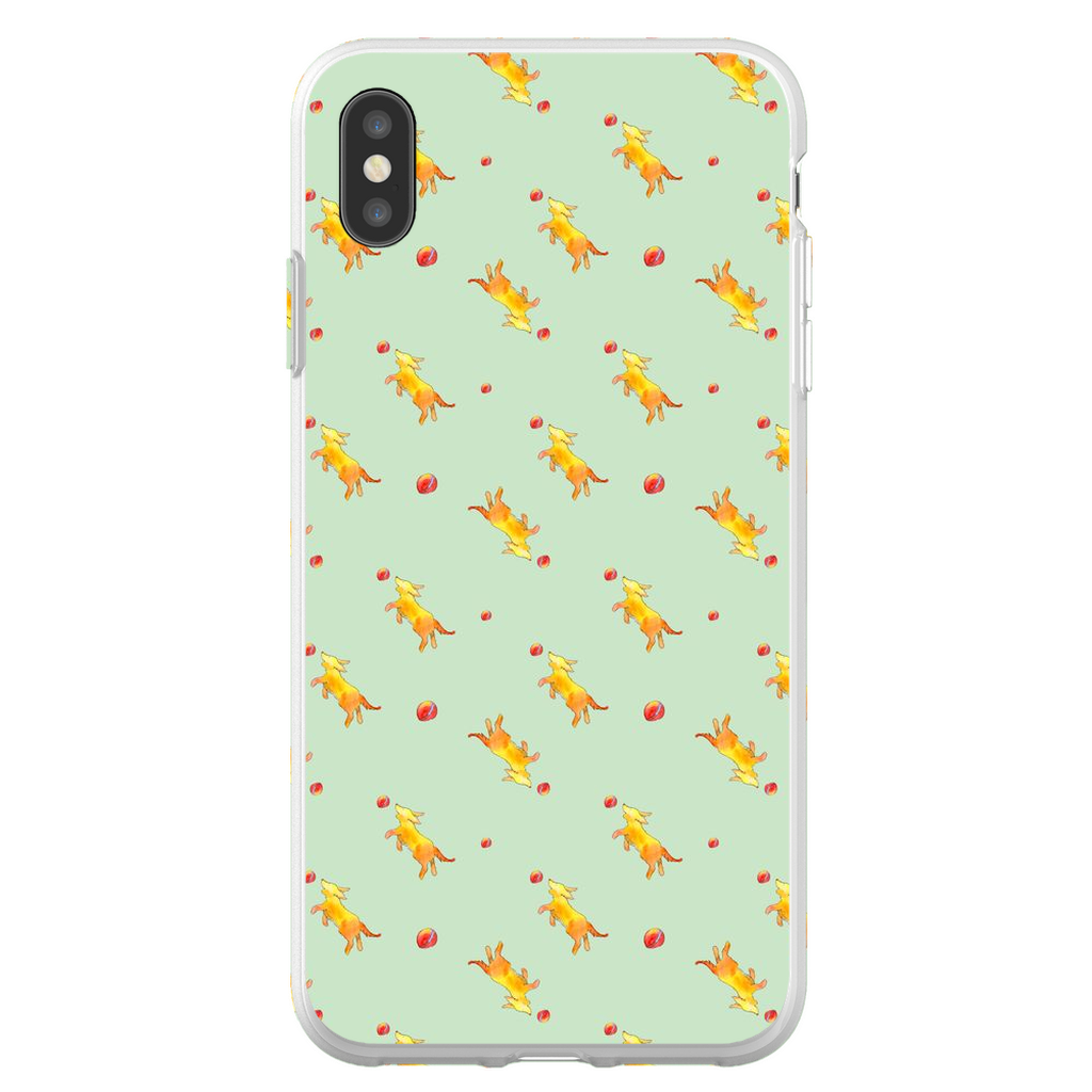 Playful Puppy Pattern iPhone Case (Green)