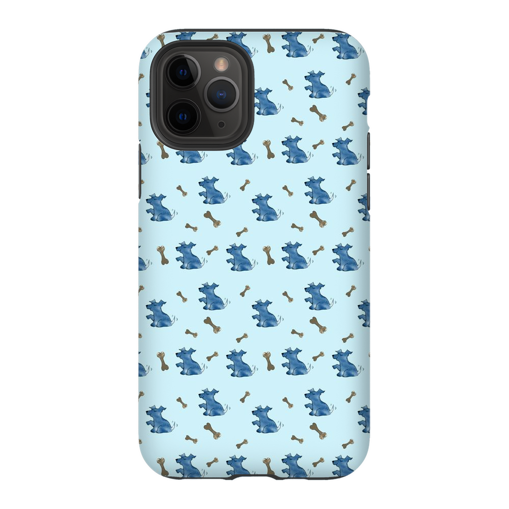 Simple Dog and Bone Pattern I Phone Case (Blue)