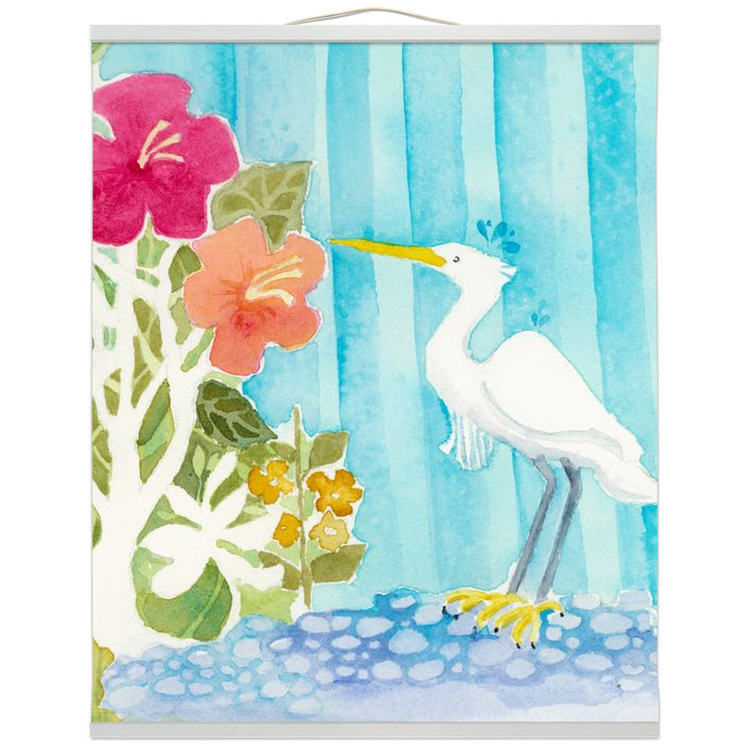 Snowy Egret Hanging Canvas Print