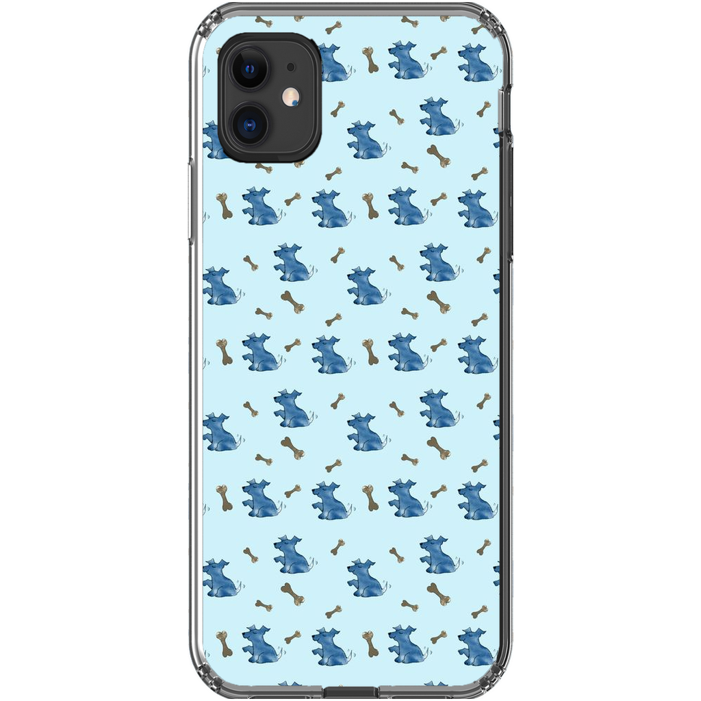 Simple Dog and Bone Pattern I Phone Case (Blue)
