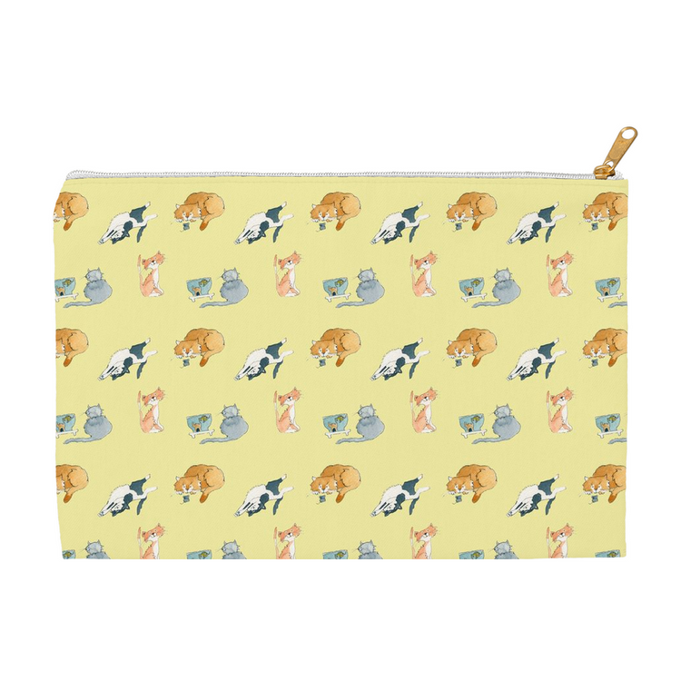 Cats Pattern Accessory Pouch (Yellow)
