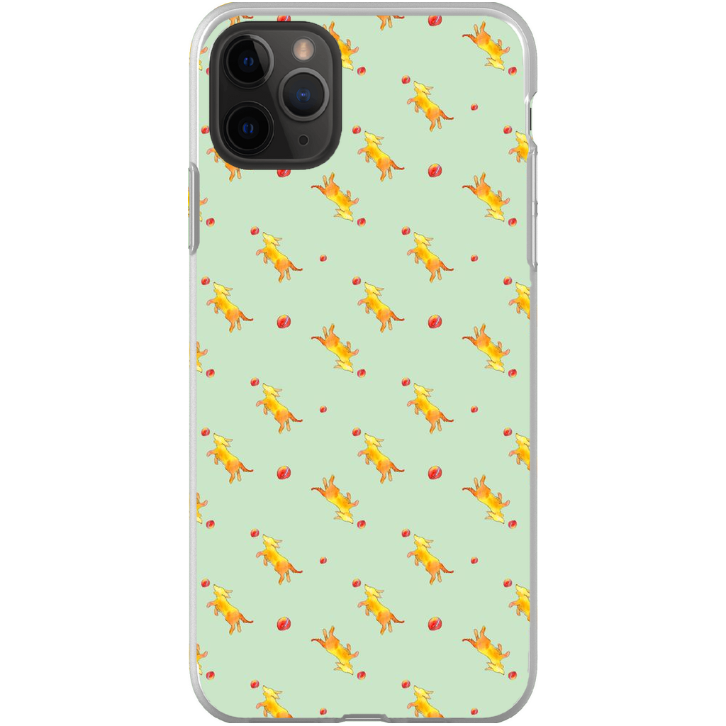 Playful Puppy Pattern iPhone Case (Green)
