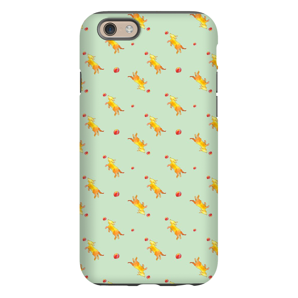 Playful Puppy Pattern iPhone Case (Green)