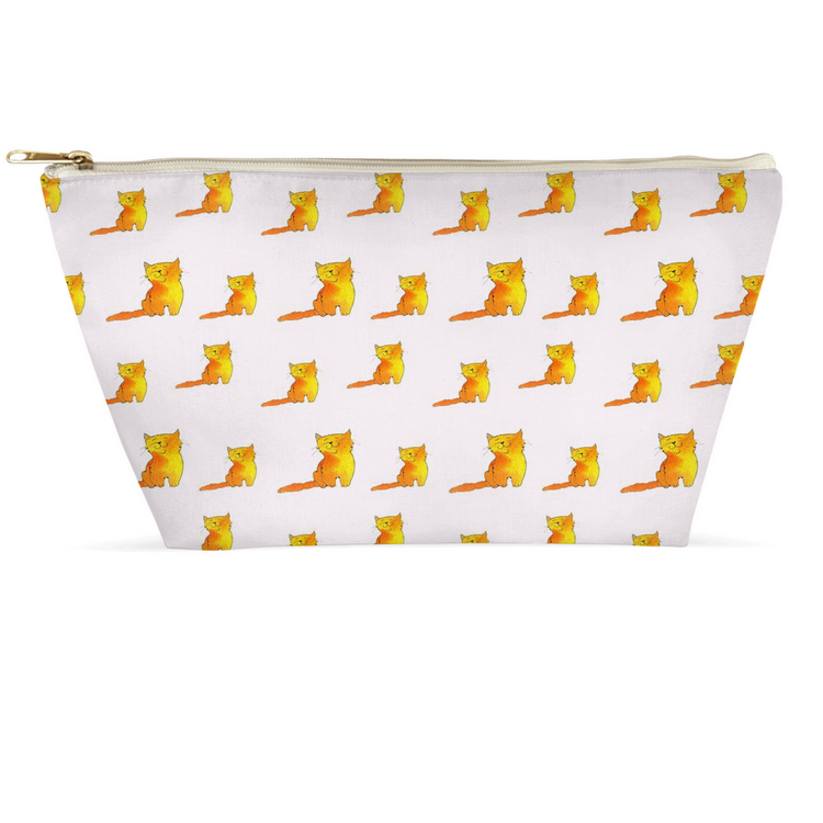 Happy Cat Pattern Accessory Pouch (Pink)