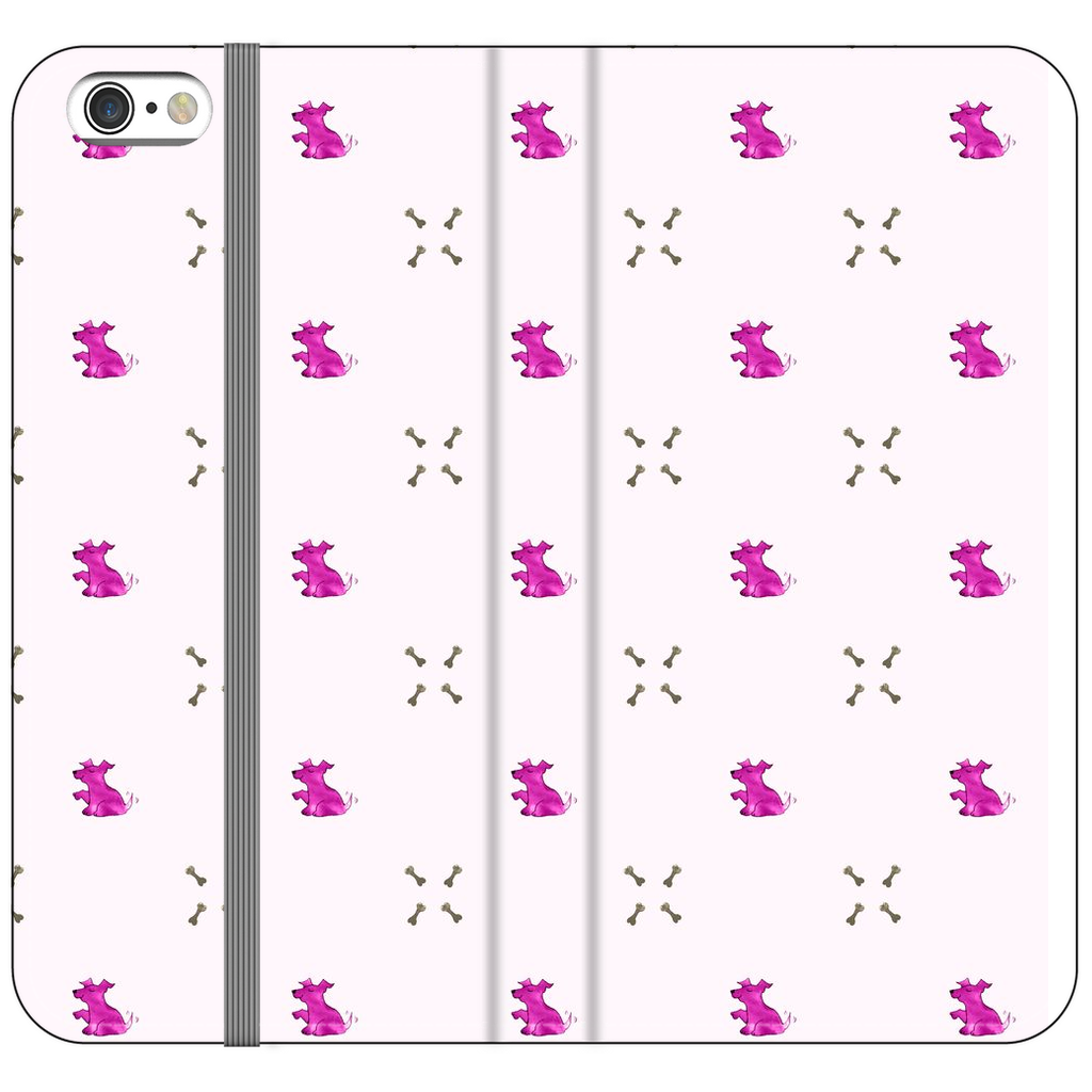 Simple Dog and Bone Pattern I Phone Case (Pink)