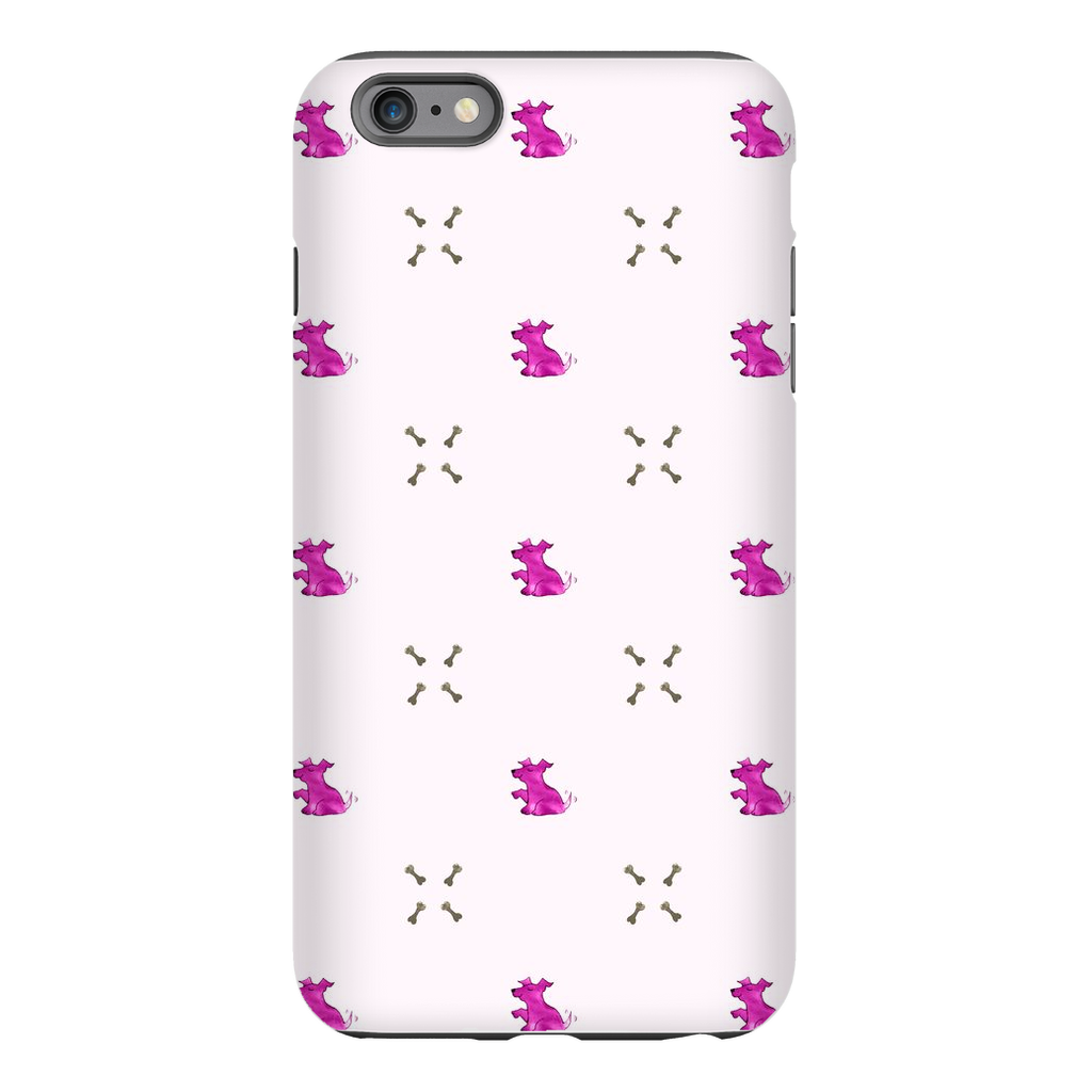 Simple Dog and Bone Pattern I Phone Case (Pink)