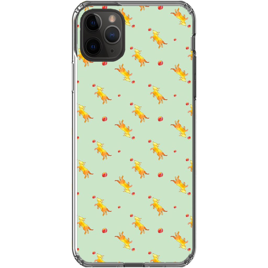 Playful Puppy Pattern iPhone Case (Green)