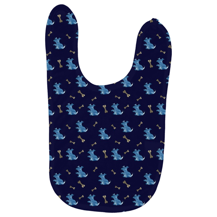 Simple Dog and Bone Pattern Baby Bib -(Dark Blue)