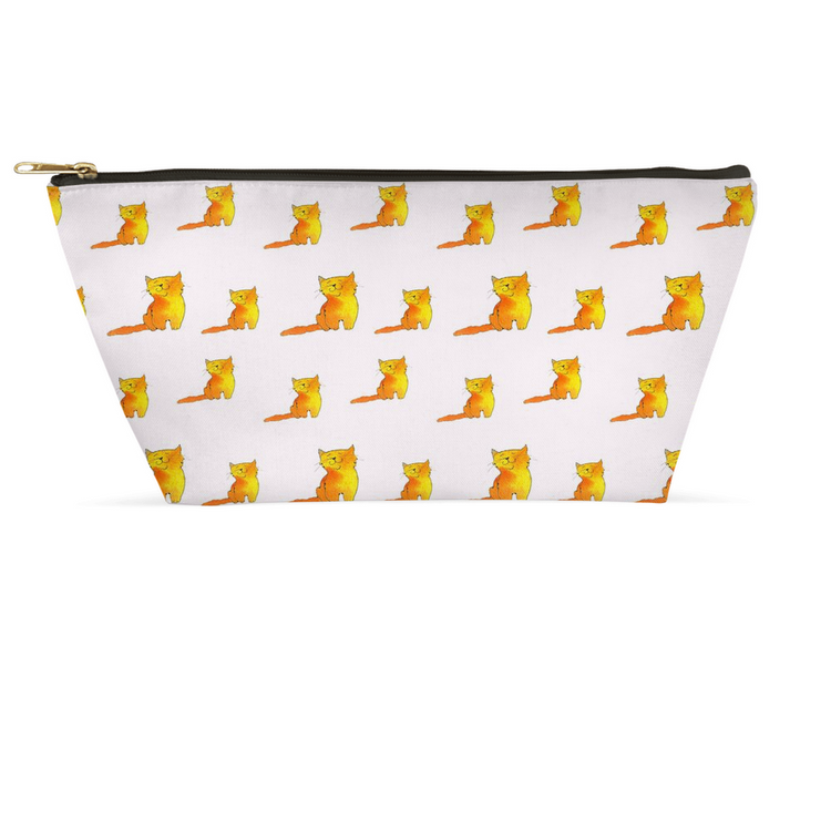 Happy Cat Pattern Accessory Pouch (Pink)