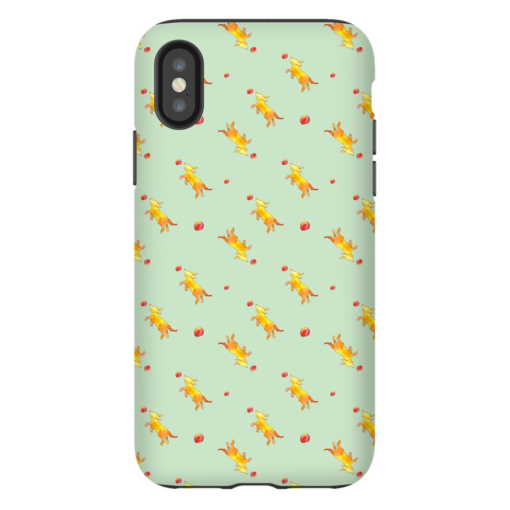 Playful Puppy Pattern iPhone Case (Green)