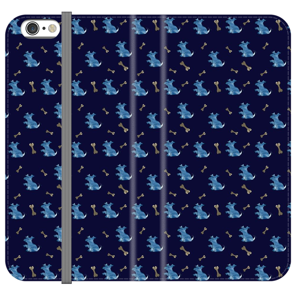 Simple Dog and Bone Pattern I Phone Case (Dark Blue)