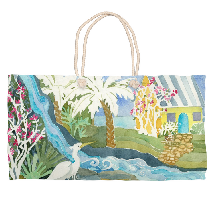 Snowy Egret Waterfall Weekender Tote