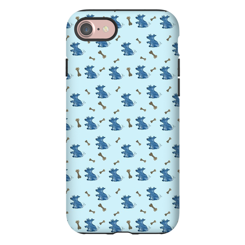 Simple Dog and Bone Pattern I Phone Case (Blue)