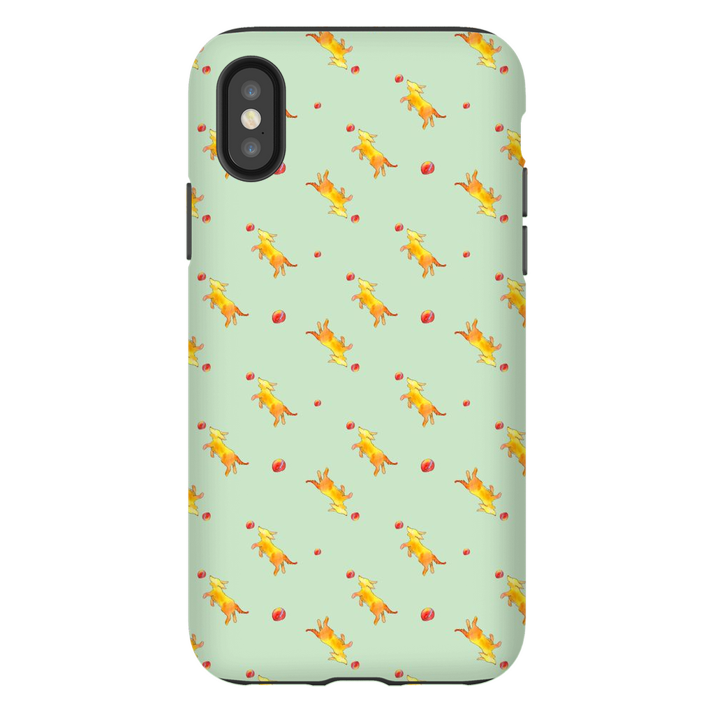 Playful Puppy Pattern iPhone Case (Green)