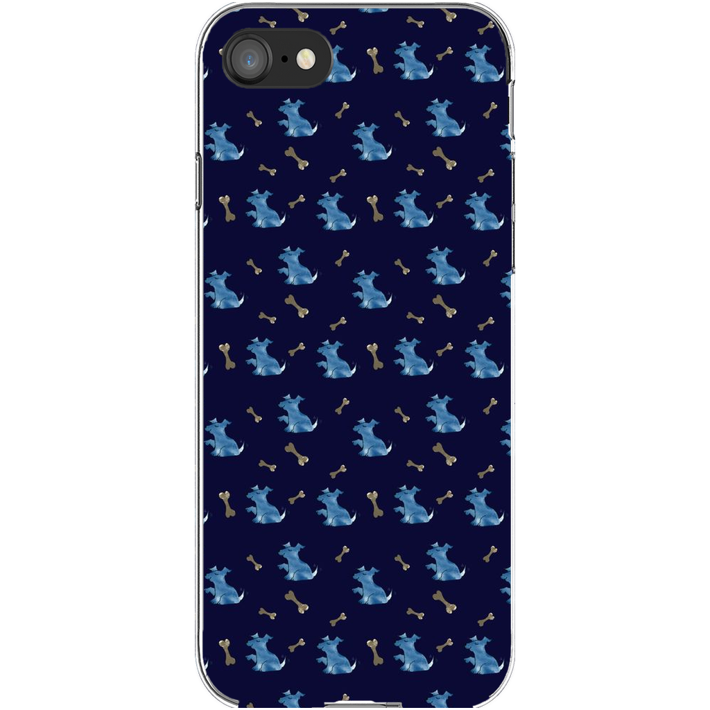 Simple Dog and Bone Pattern I Phone Case (Dark Blue)