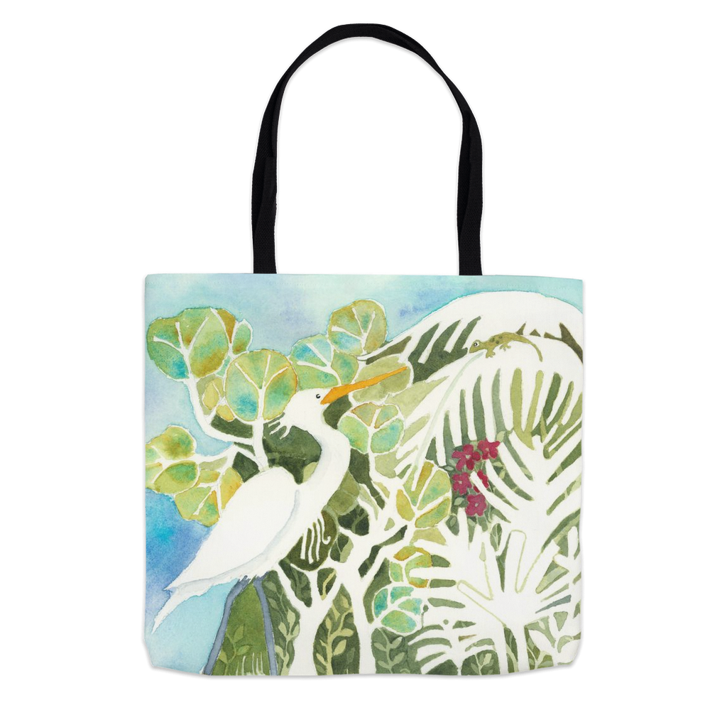 Snowy Egret and Gecko Tote Bag