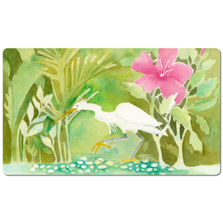 Snowy Egret Hunting Desk Mat