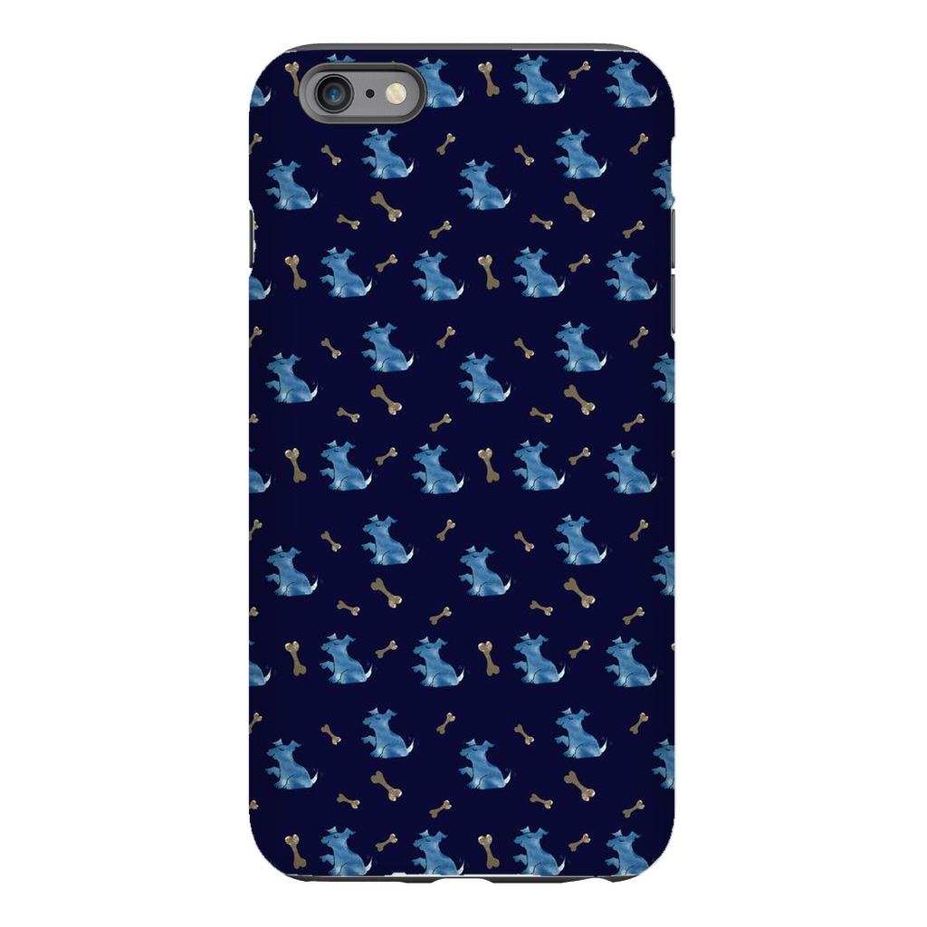 Simple Dog and Bone Pattern I Phone Case (Dark Blue)