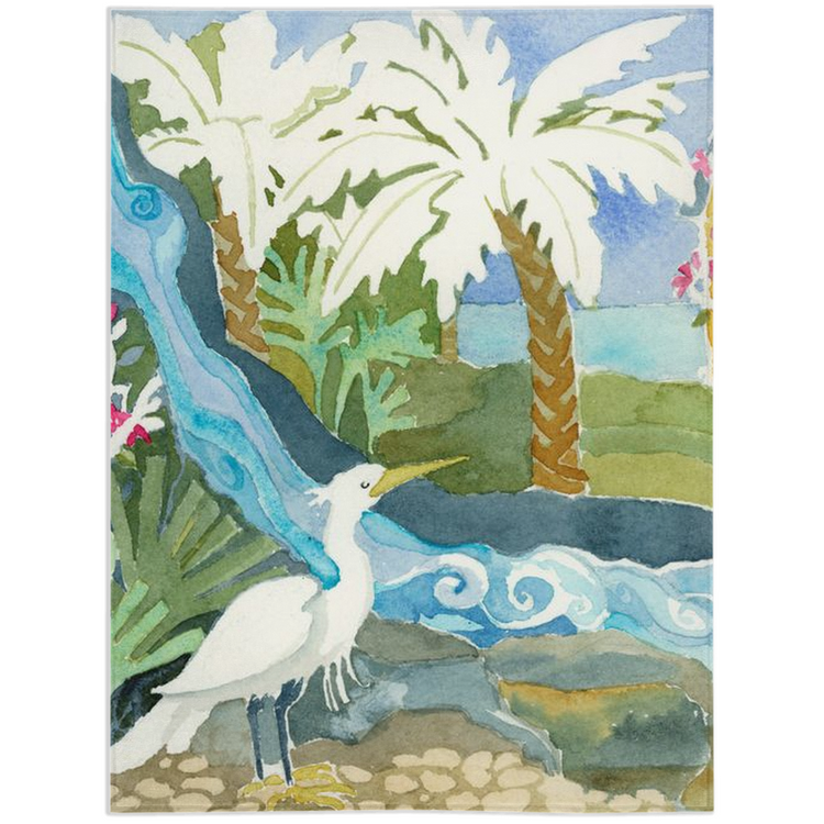 Snowy Egret Waterfall Minky Blanket