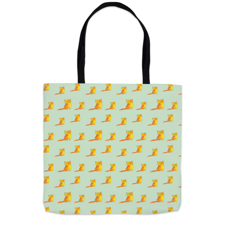 Happy Cat Pattern Tote Bag (Green)