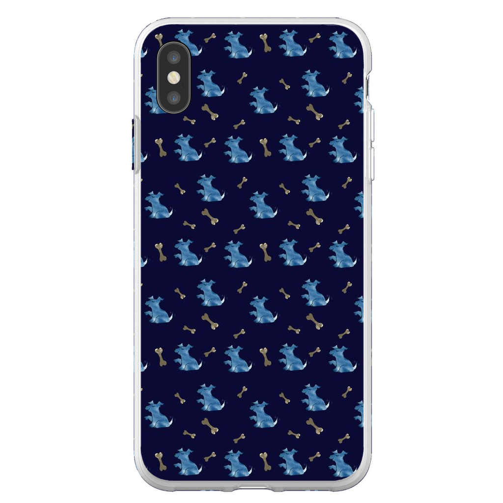Simple Dog and Bone Pattern I Phone Case (Dark Blue)