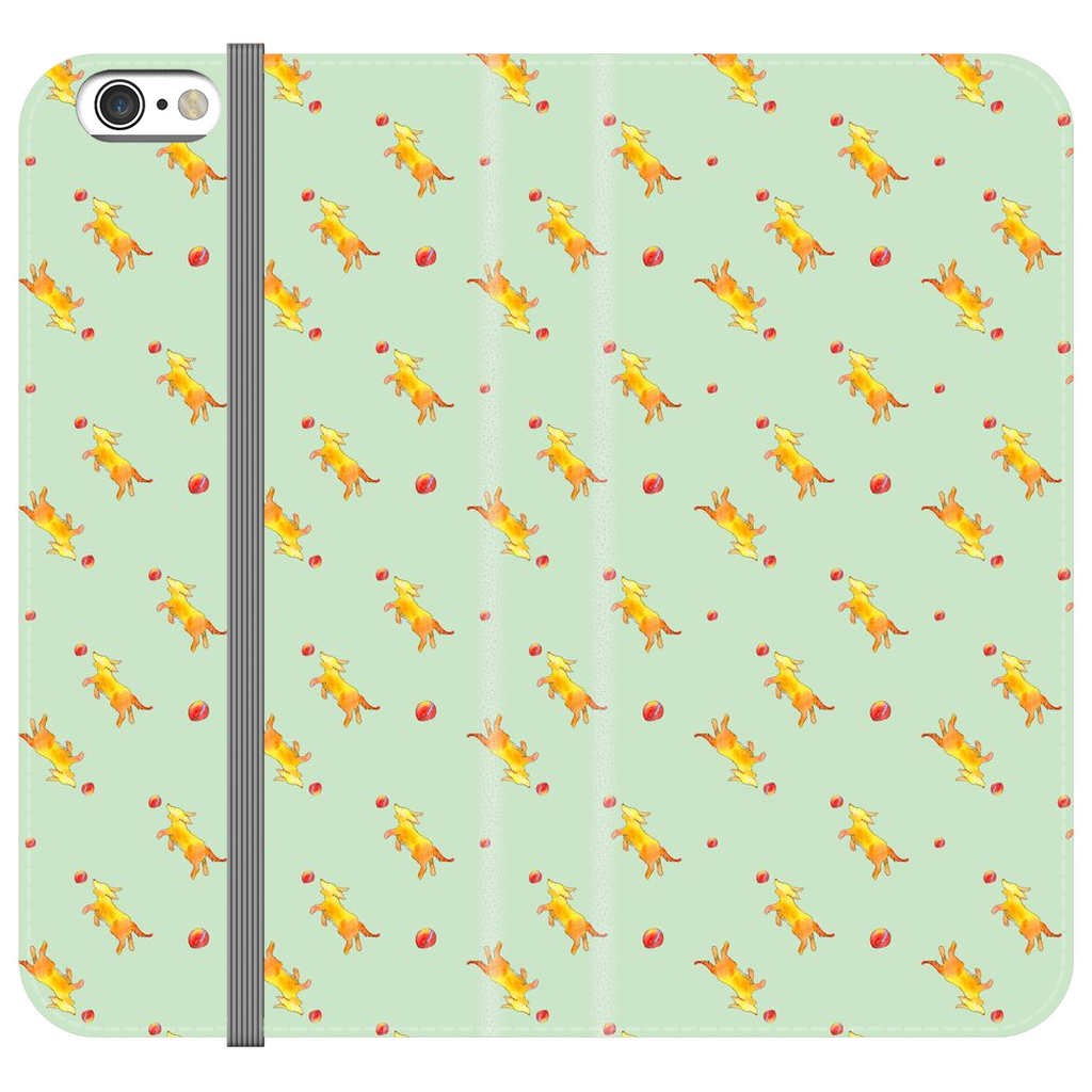 Playful Puppy Pattern iPhone Case (Green)