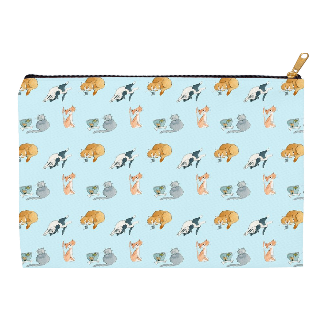 Cats Pattern Accessory Pouch (Blue)