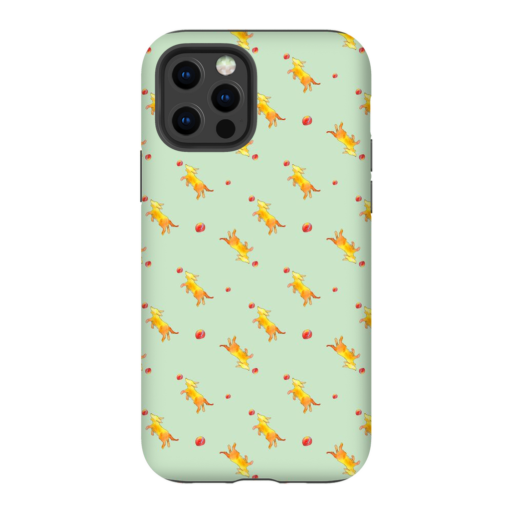 Playful Puppy Pattern iPhone Case (Green)